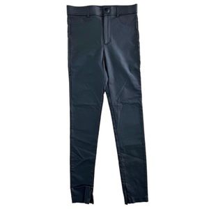 ZARA Black Faux Leather Leggings side zipper. Skinny pants. Ankle zip. S…